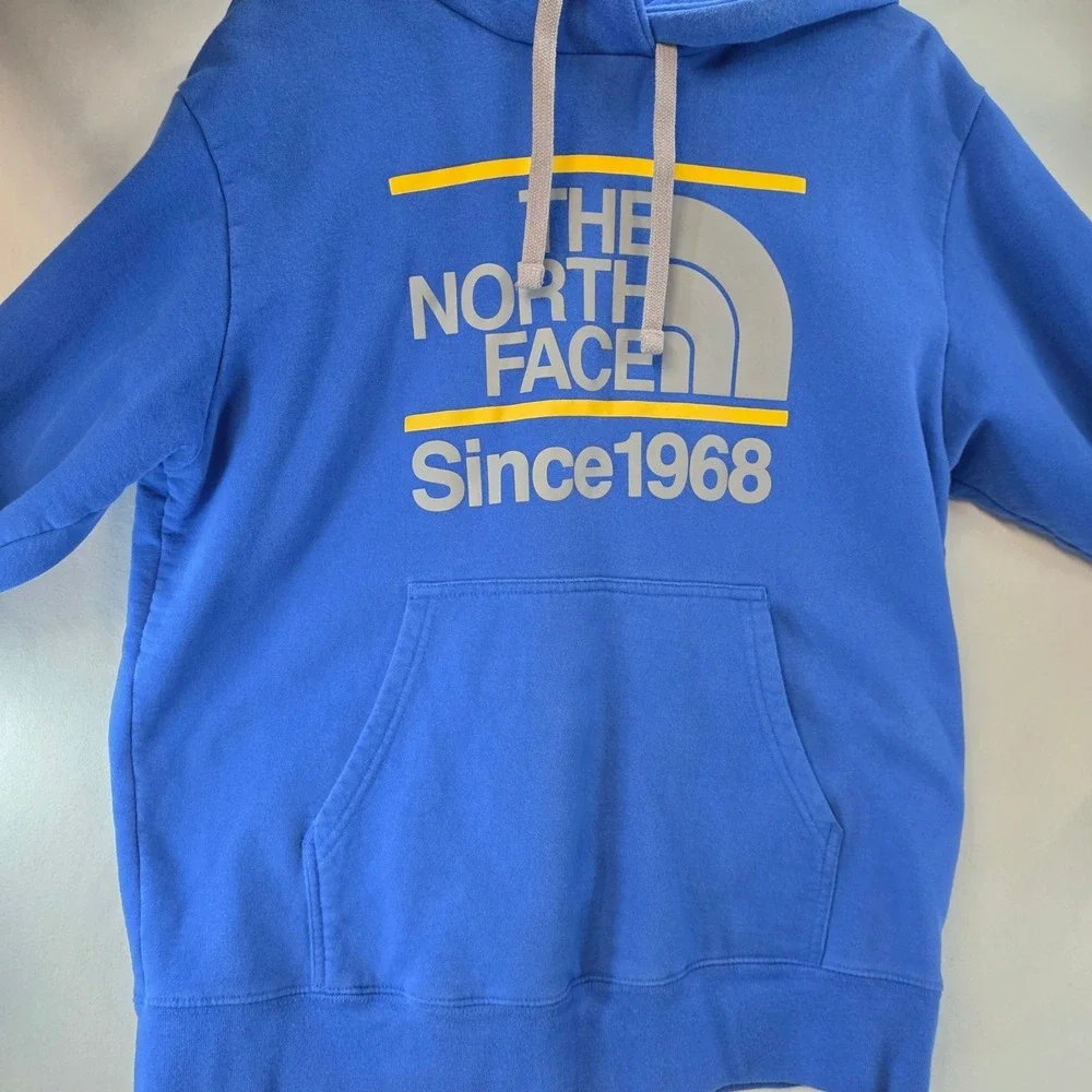 The North Face Since 1968 Blue Grey Yellow Hoodie Pullover‎ Men's LG
